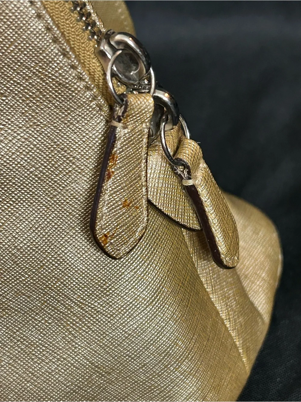 Coach Metallic Gold Dome Satchel with Crossbody Strap & Tassel